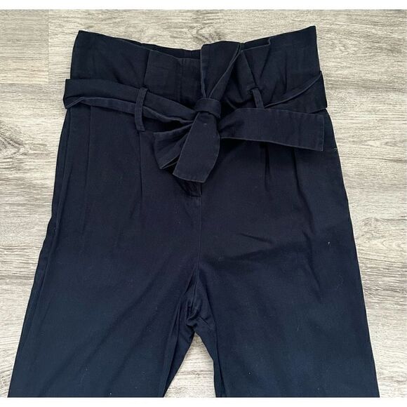 COS 2 High Waist Paper Bag Trouser Pants - Navy Blue - Picture 3 of 8